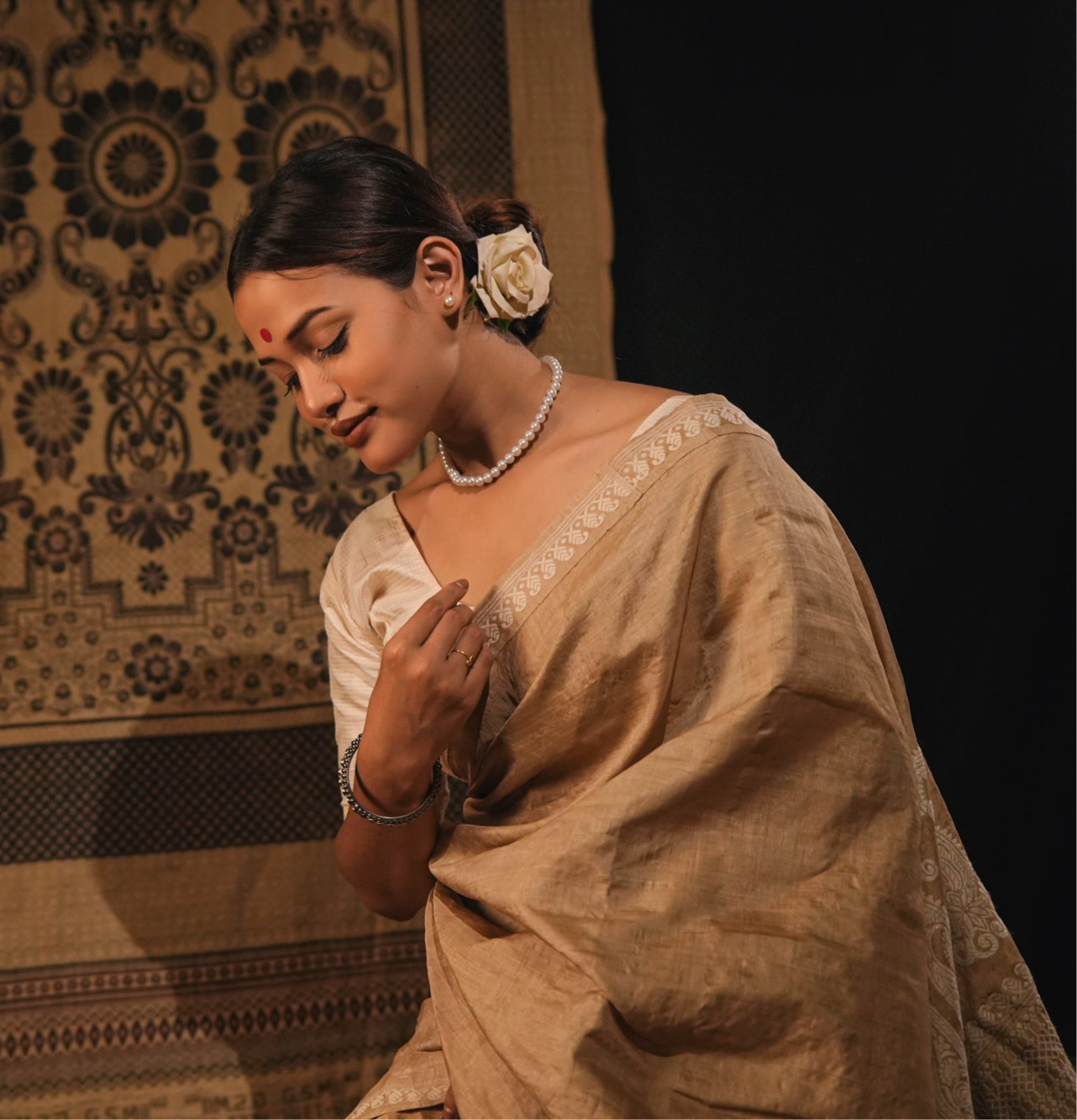 Paro | Golden Muga Silk Saree (Made to order)