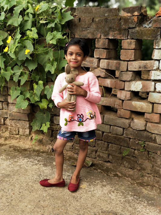 Hand Knitted Woollen Frock- Florals