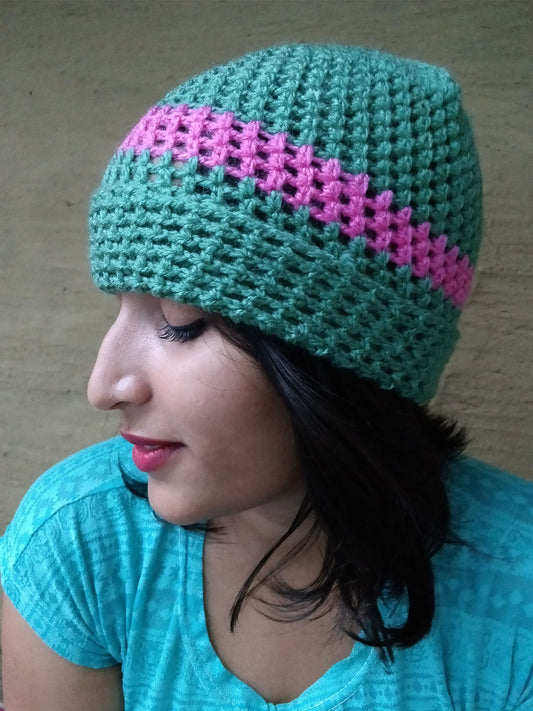 Hand Knitted Woollen Striped Cap