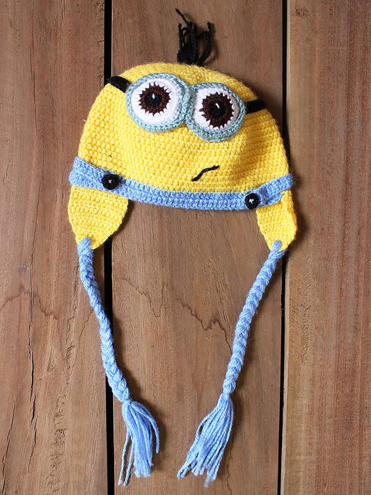 Hand Knitted Woollen Minion Caps