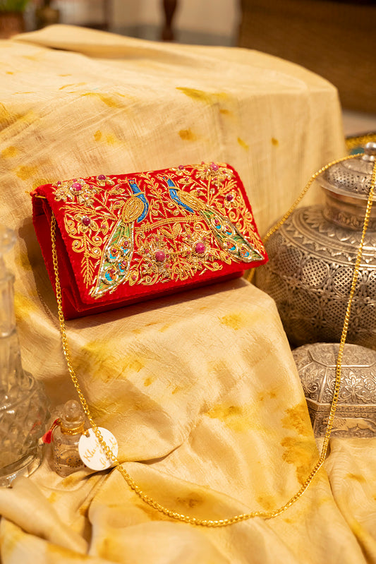Peacock Zardozi Clutch