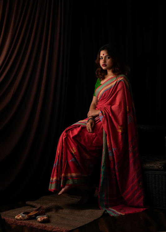 Laali | Kasuti Embroidered Handloom Pure Cotton Saree