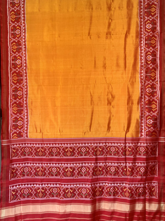 Sari tissé à la main en soie Gujarat Patola Orange