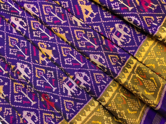 Sari tissé à la main en soie Gujarat Patola violet