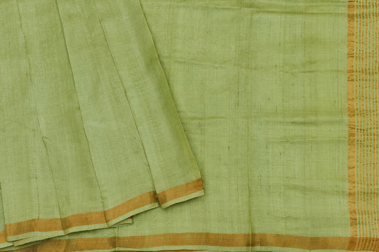 Light Green Tussar Silk Saree - Punarnawa Soul of Artistry