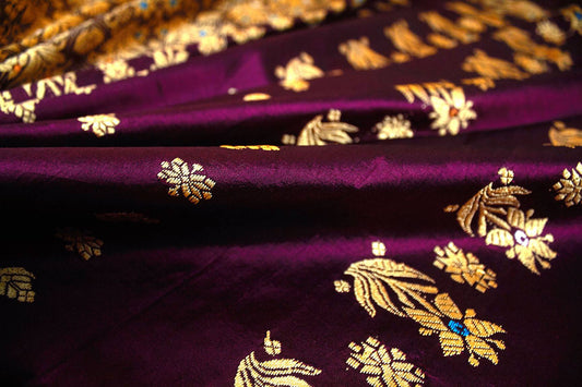 Purple Assam Pat Handloom Silk Sari