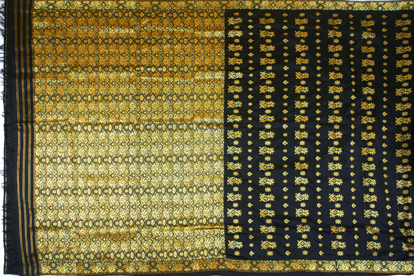 Black & Gold Assam Pat Handloom Silk Sari