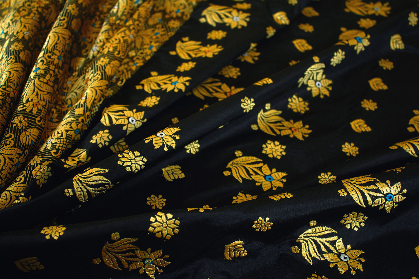 Black & Gold Assam Pat Handloom Silk Sari (Made to Order)