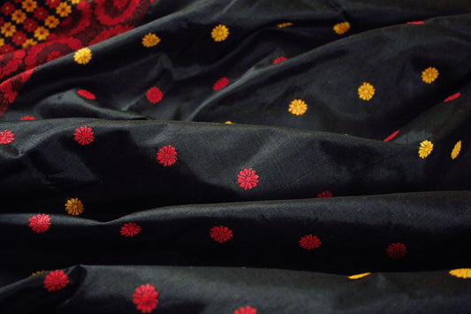 Black Natural Dyed Handloom Silk Sari