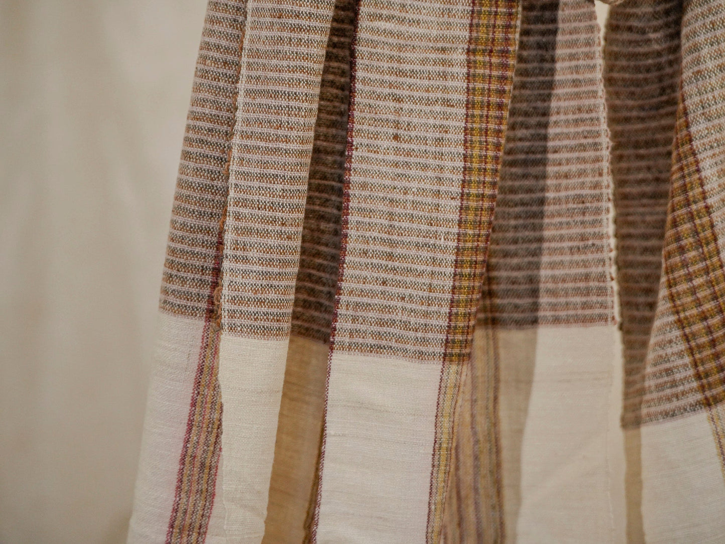 Handwoven Beige Eri Silk Stole | Striped