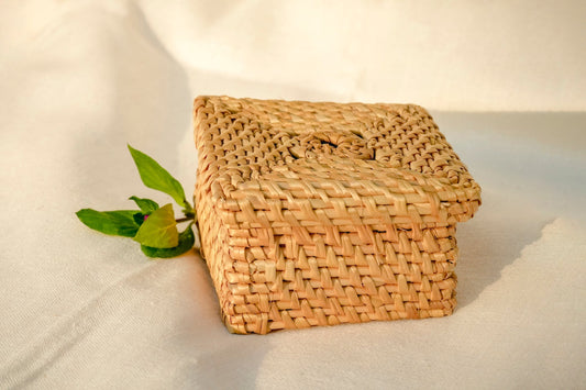 Square Woven Basket with Lid