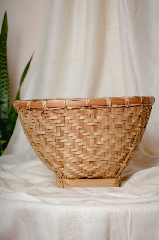 Wicker Handwoven Circular Bamboo Basket