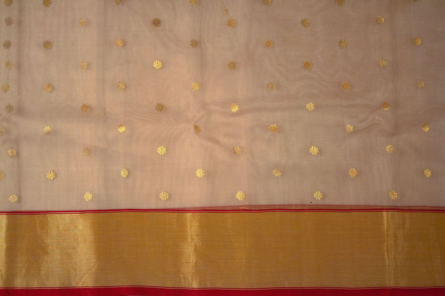 Gold & Pink Flower Chanderi Handloom Sari