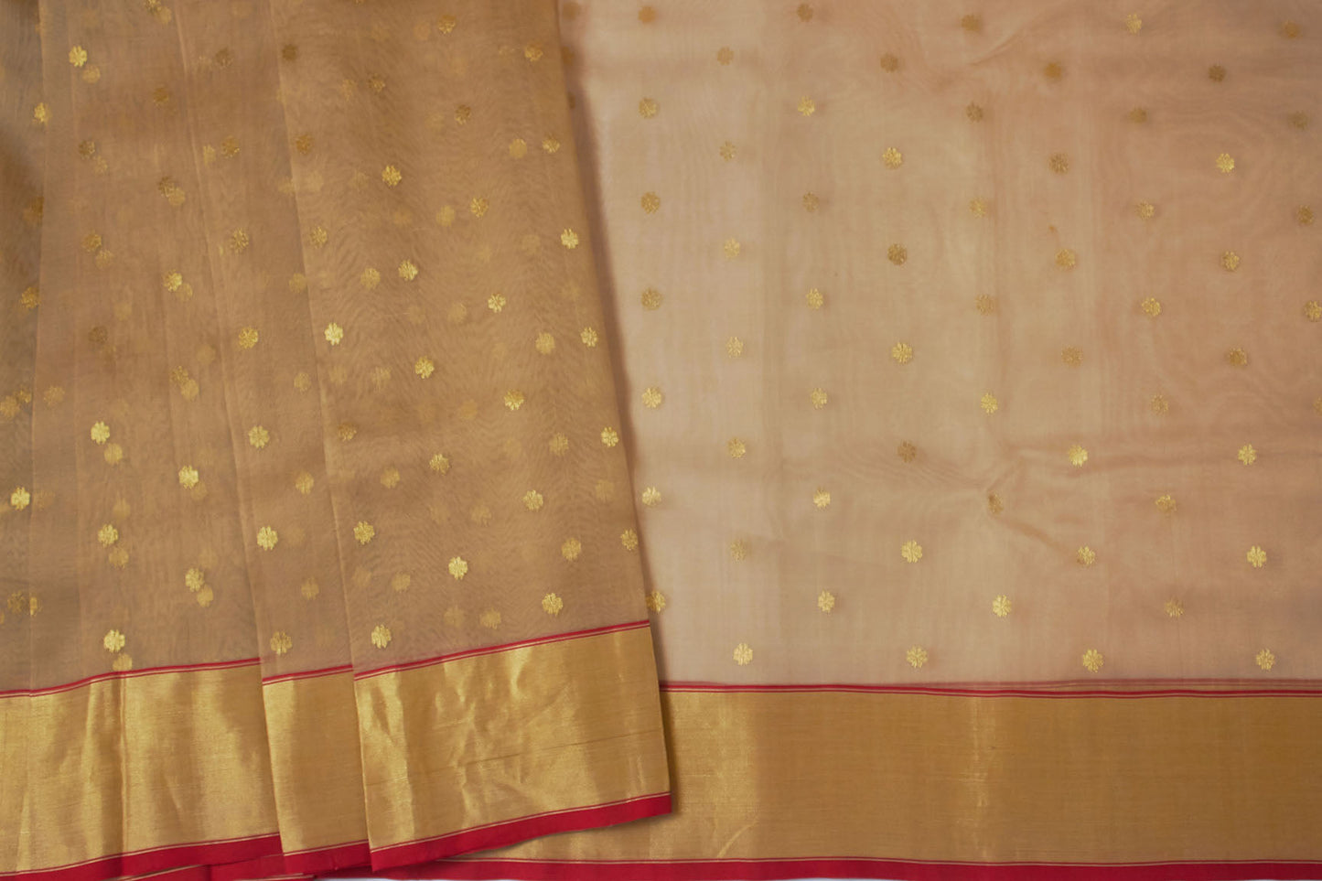 Gold & Pink Flower Chanderi Handloom Sari
