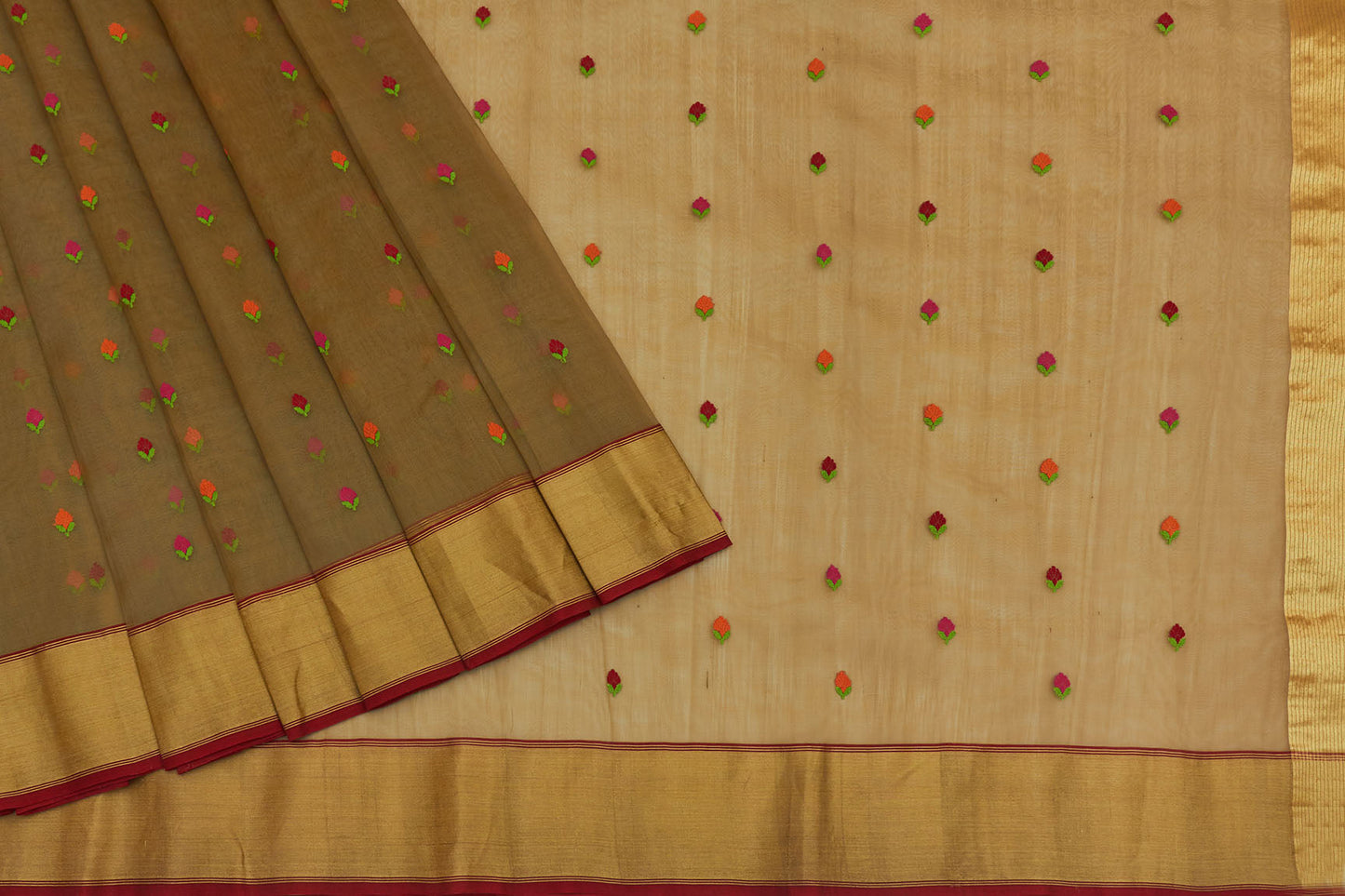 Light Brown Chanderi Handloom Sari