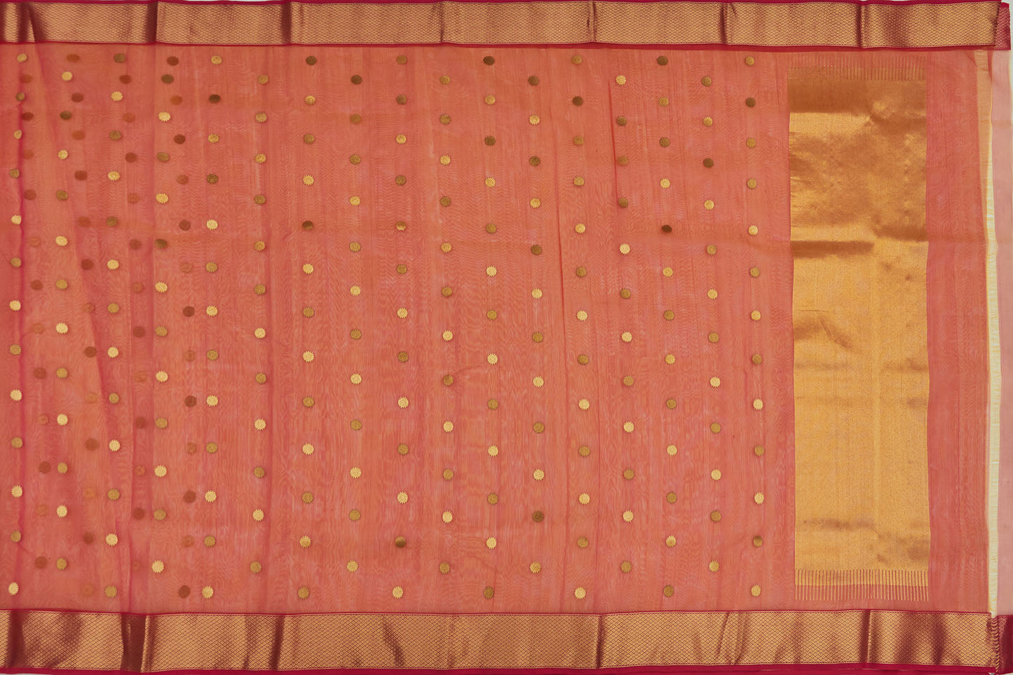 Pinky-Red Chanderi Handloom Sari