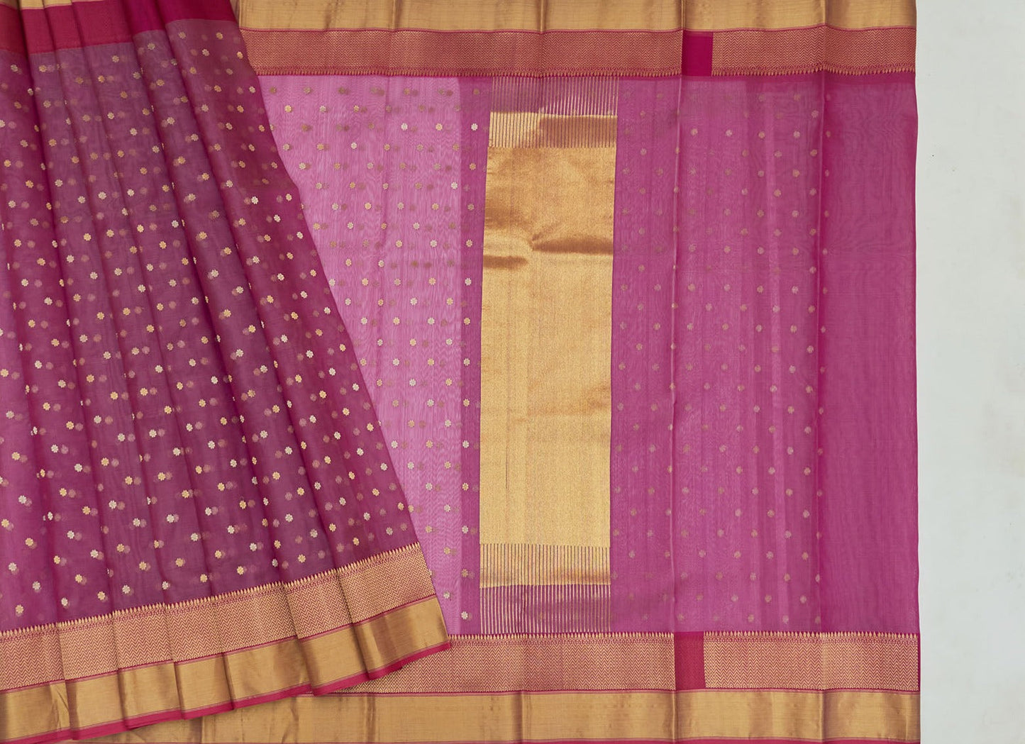 Purple Pink Chanderi Handloom Sari