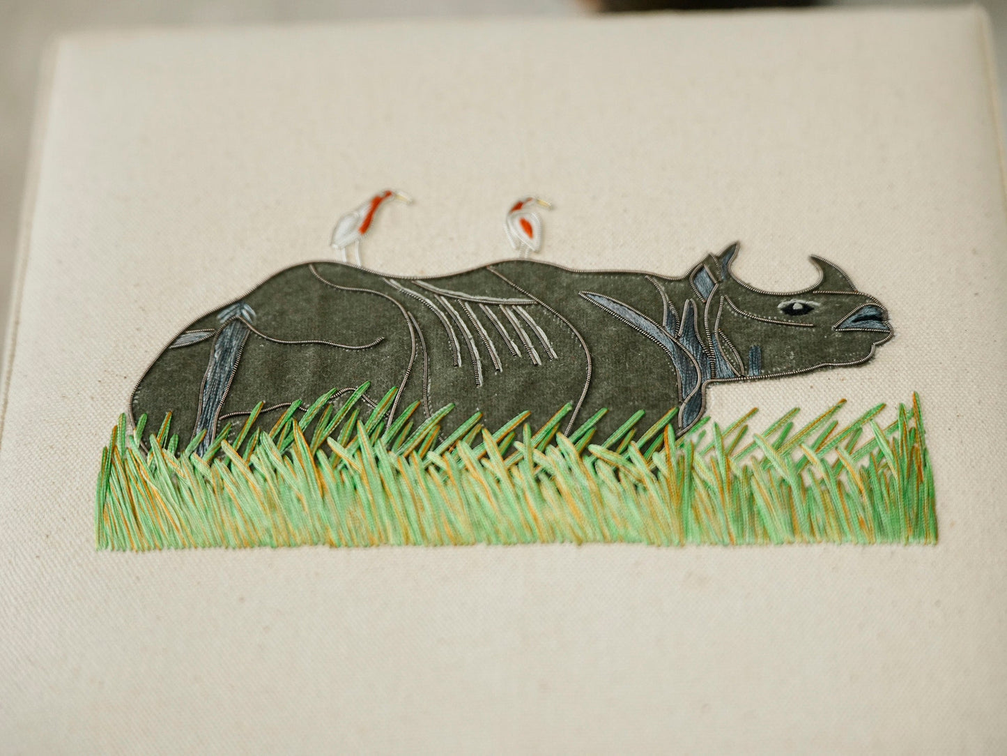 Rhino Embroidered Keepsake Box