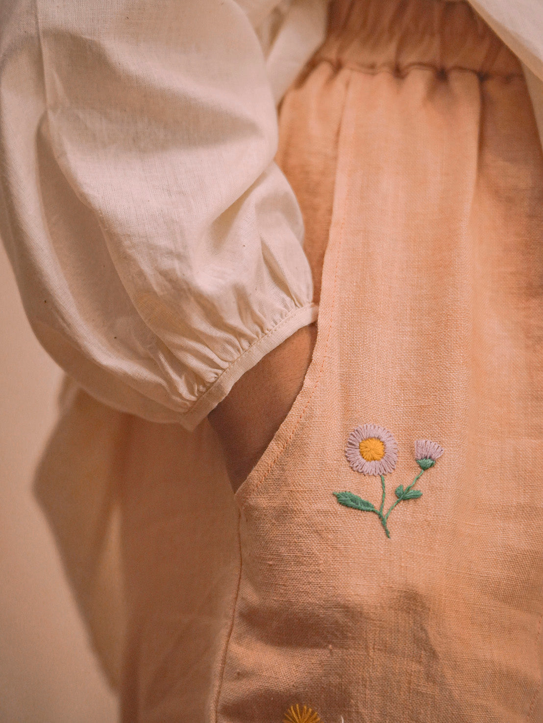 Farida | Hand Embroidered Linen Natural Dyed Pant