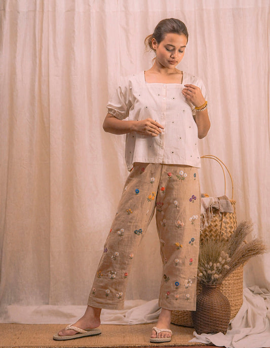 Léena | Haut en coton Kora brodé à la main