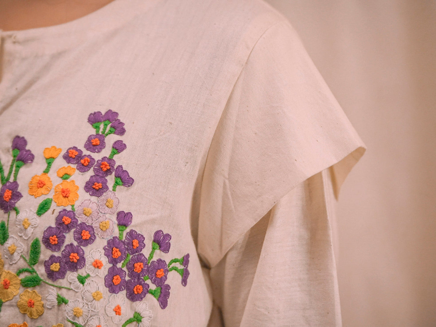 Leila | Hand Embroidered Kora Cotton Top