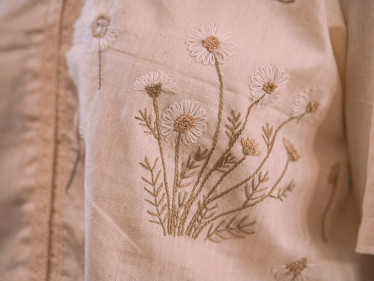 Noor | Haut court en coton Kora brodé à la main