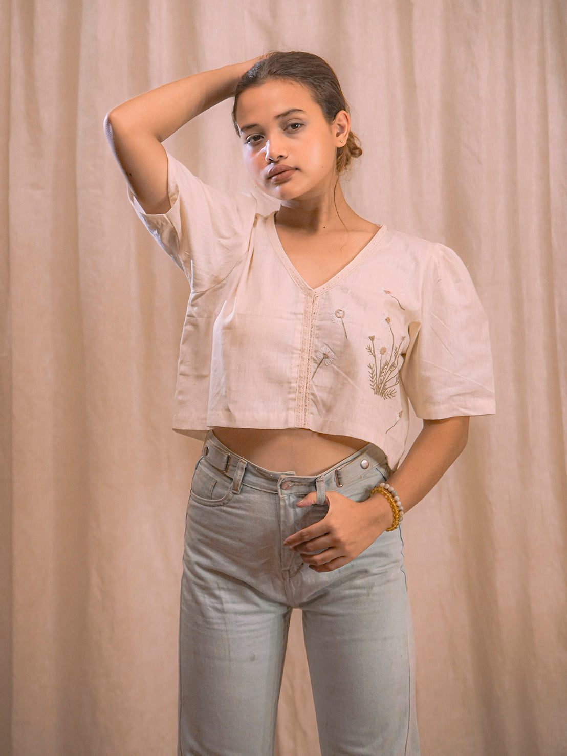 Handmade embroidered outlets crop top