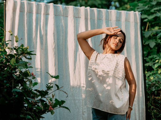 Saule | Haut en coton Kora brodé à la main