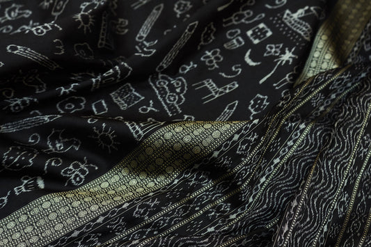 Child Doodle Sambalpuri Ikat Silk Sari (Made to order)