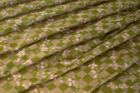 Contemporary Japanese Anemone Blossom Double Ikat Silk Sari - Punarnawa Soul of Artistry