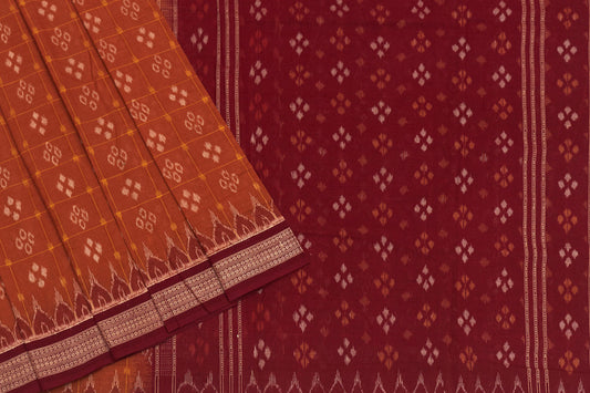 Earthy Orissa Sambalpuri Ikat Cotton Sari - Punarnawa Soul of Artistry