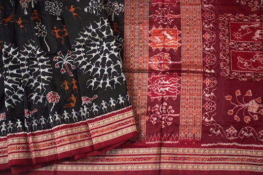 Saura Tribal Folk Art Sambalpuri Ikat Sari - Punarnawa Soul of Artistry