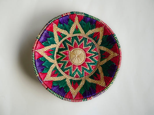 Carmine-Green Sikki Grass Basket