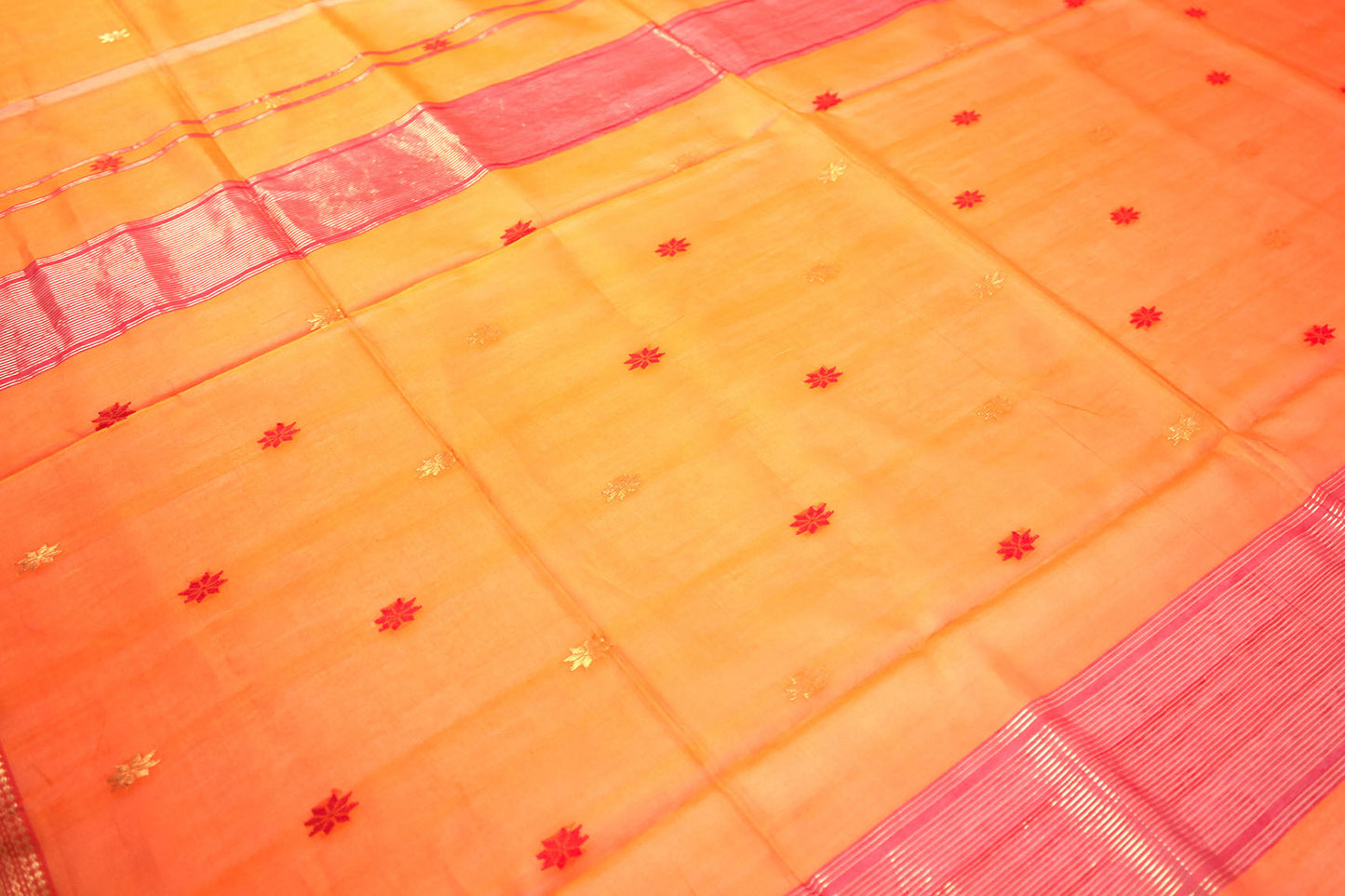 Pumpkin Orange Maheshwari Handloom Sari (Made to order)