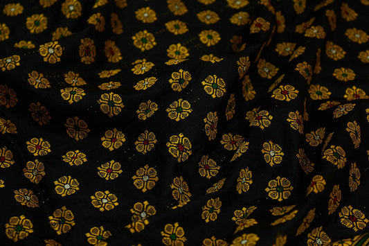 Black & Gold Assam Mekhla Handloom Chador