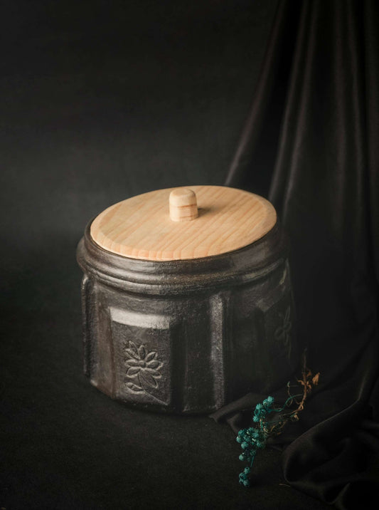 Longpi Black Pottery Stoneware Multi Utility Jar