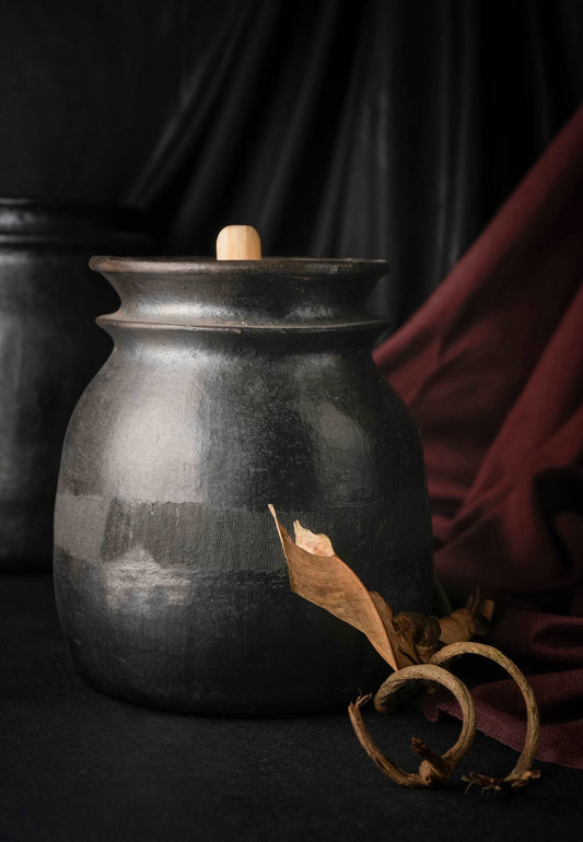 Longpi Black Pottery Stoneware Pickle Jar- 8.7 L