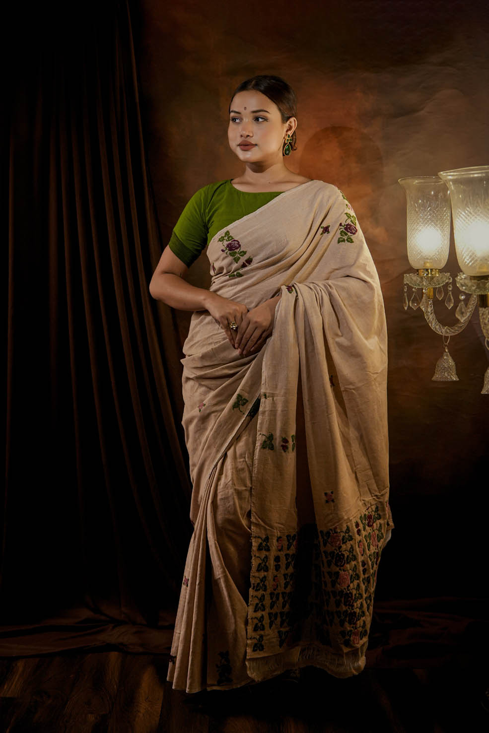 Kitab me Gulab | Handwoven Kandu Cotton- Eri Silk Saree