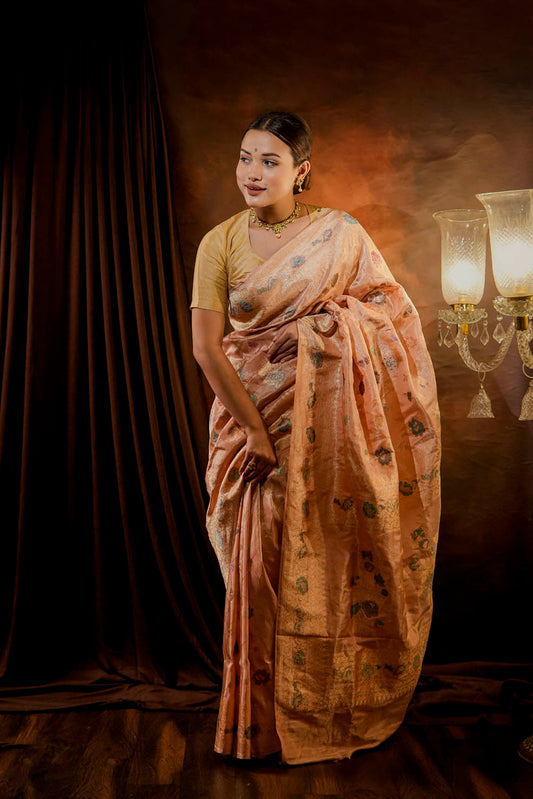 Rosedust | Tissue Banarasi Kadwa Silk Saree