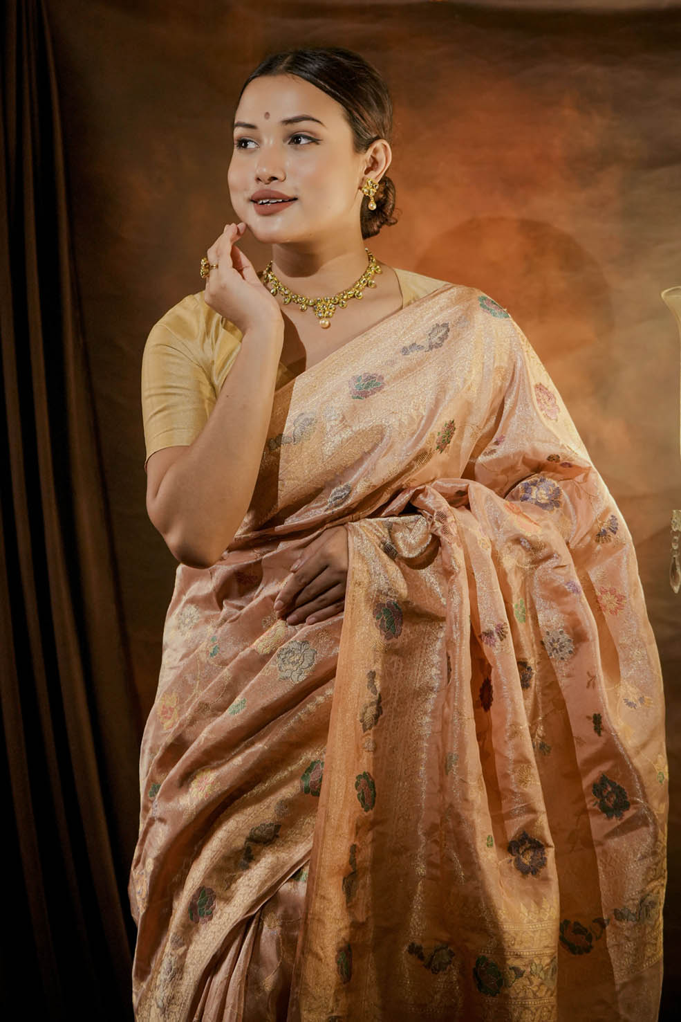 Rosedust | Tissue Banarasi Kadwa Silk Saree