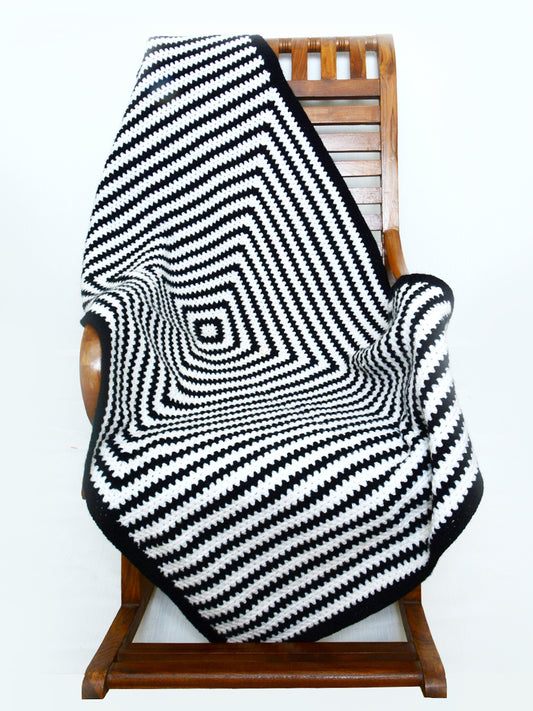 Hand Knitted Woollen Throws- Black & White