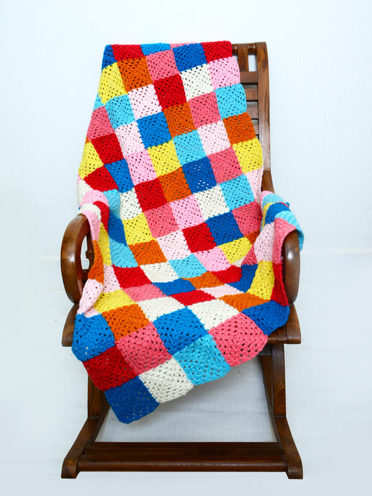 Hand Knitted Woollen Throws- Multicolour