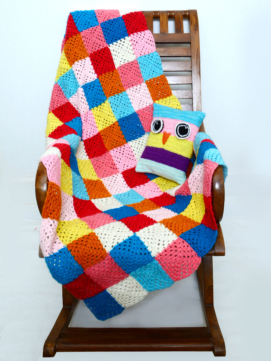 Hand Knitted Woollen Throws- Multicolour