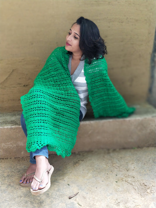 Hand Knitted Woollen Shawl