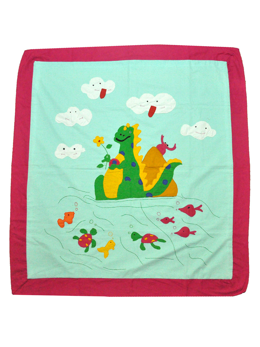 Hand Knitted Woollen Baby Throw- Dino