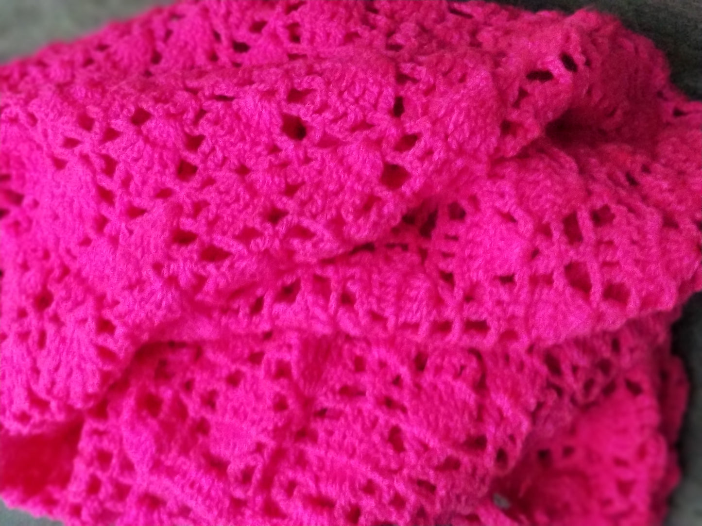 Hand Knitted Woollen Shawl- Dark Pink