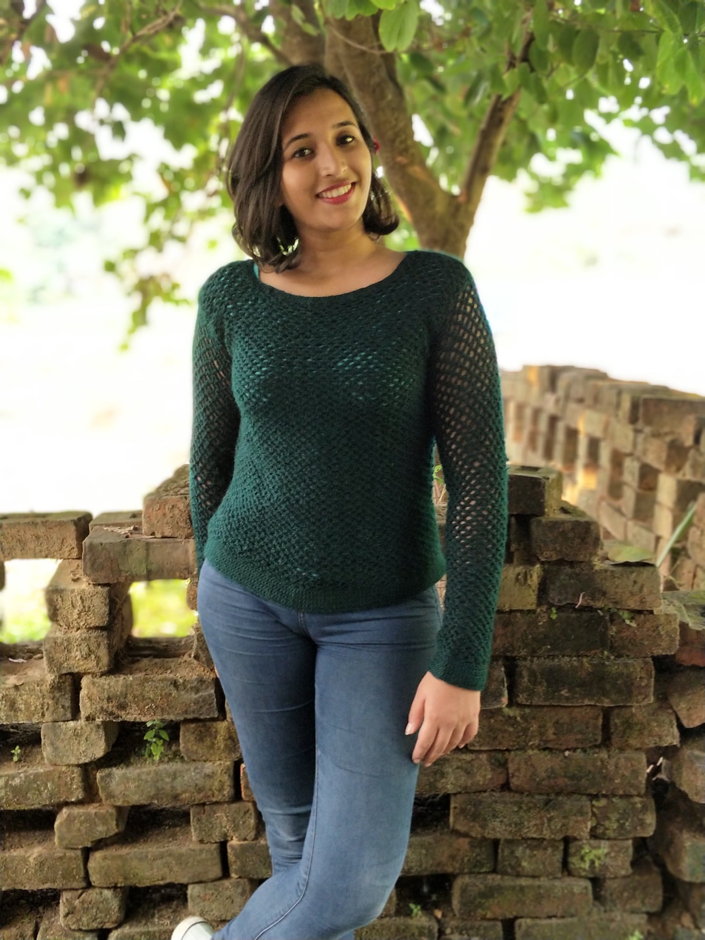 Hand Knitted Woollen Sweater- Teal