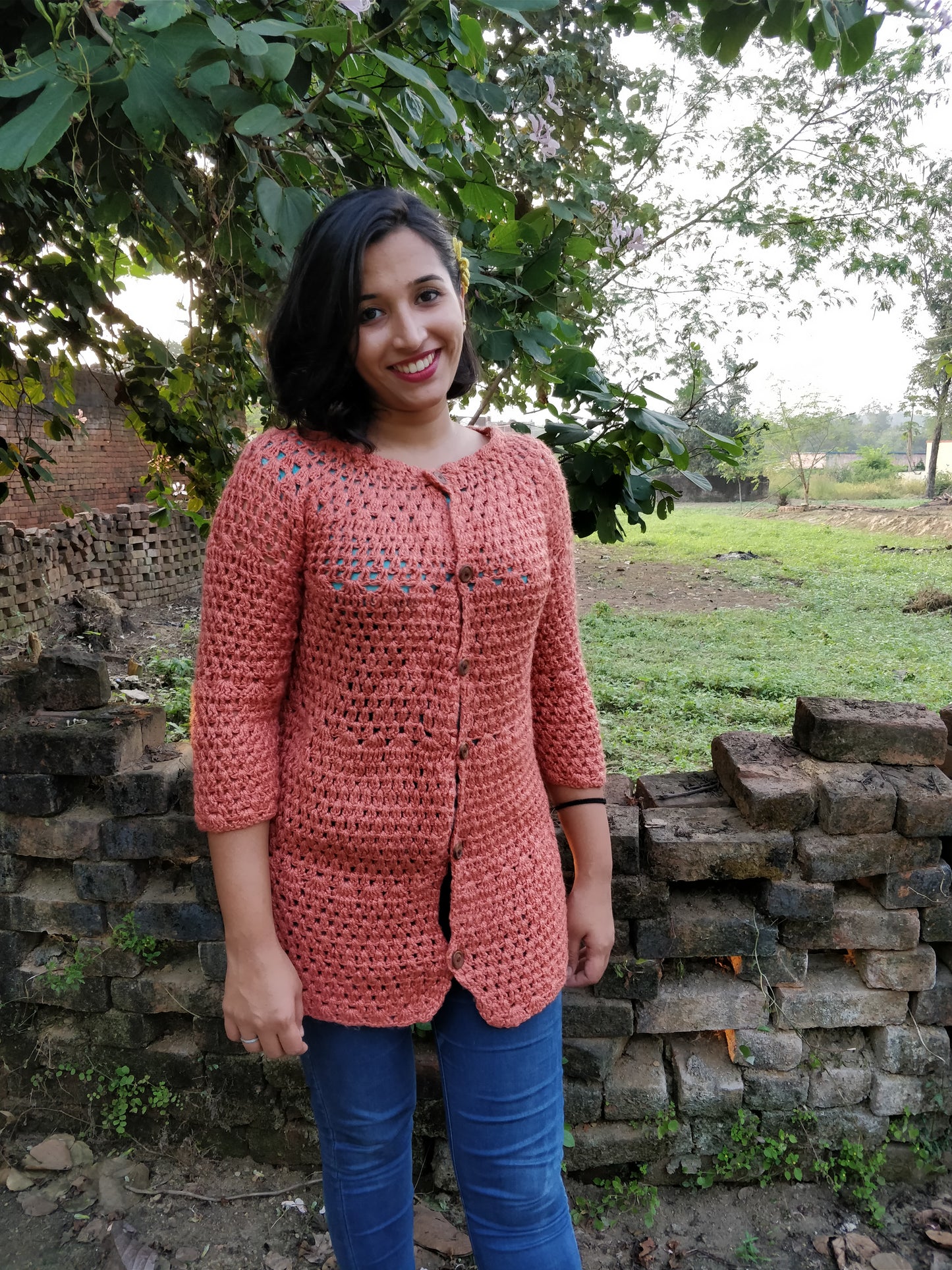 Hand Knitted Woollen Buttoned Sweater