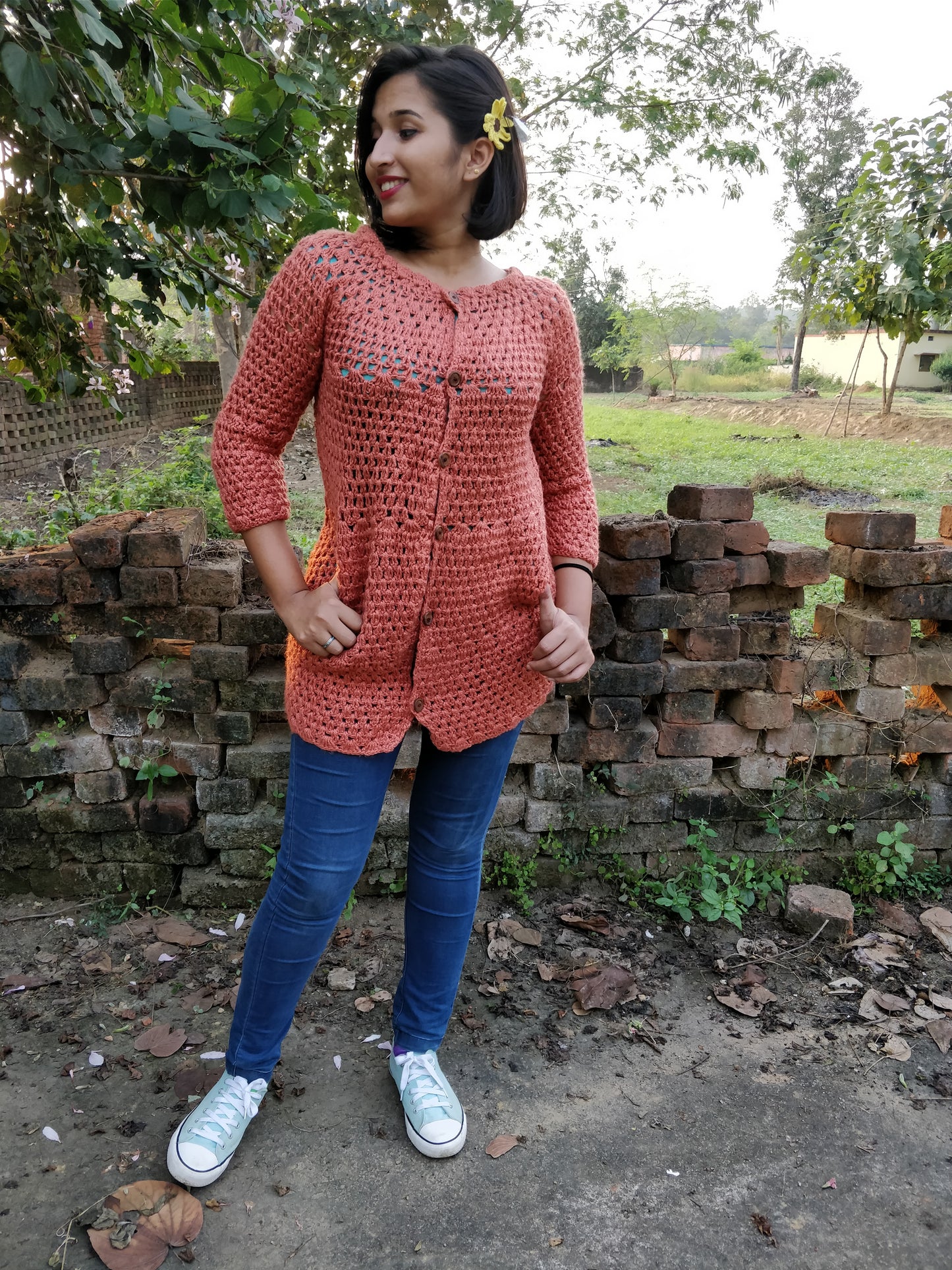 Hand Knitted Woollen Buttoned Sweater