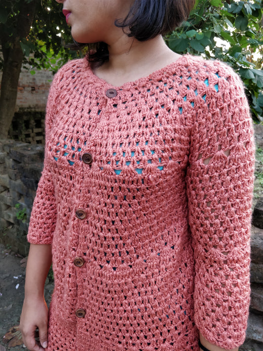 Hand Knitted Woollen Buttoned Sweater